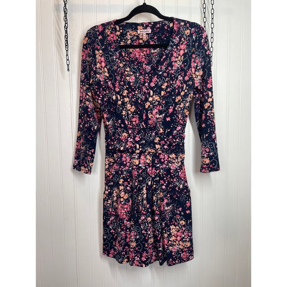 Juicy Couture Belladonna Dress Pink & Blue Floral Smocked Mini Drop Waist XS - Picture 1 of 9